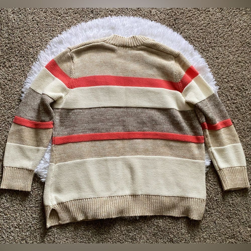 Rafaella Open Front Cardigan Sweater Womens Size XL Striped